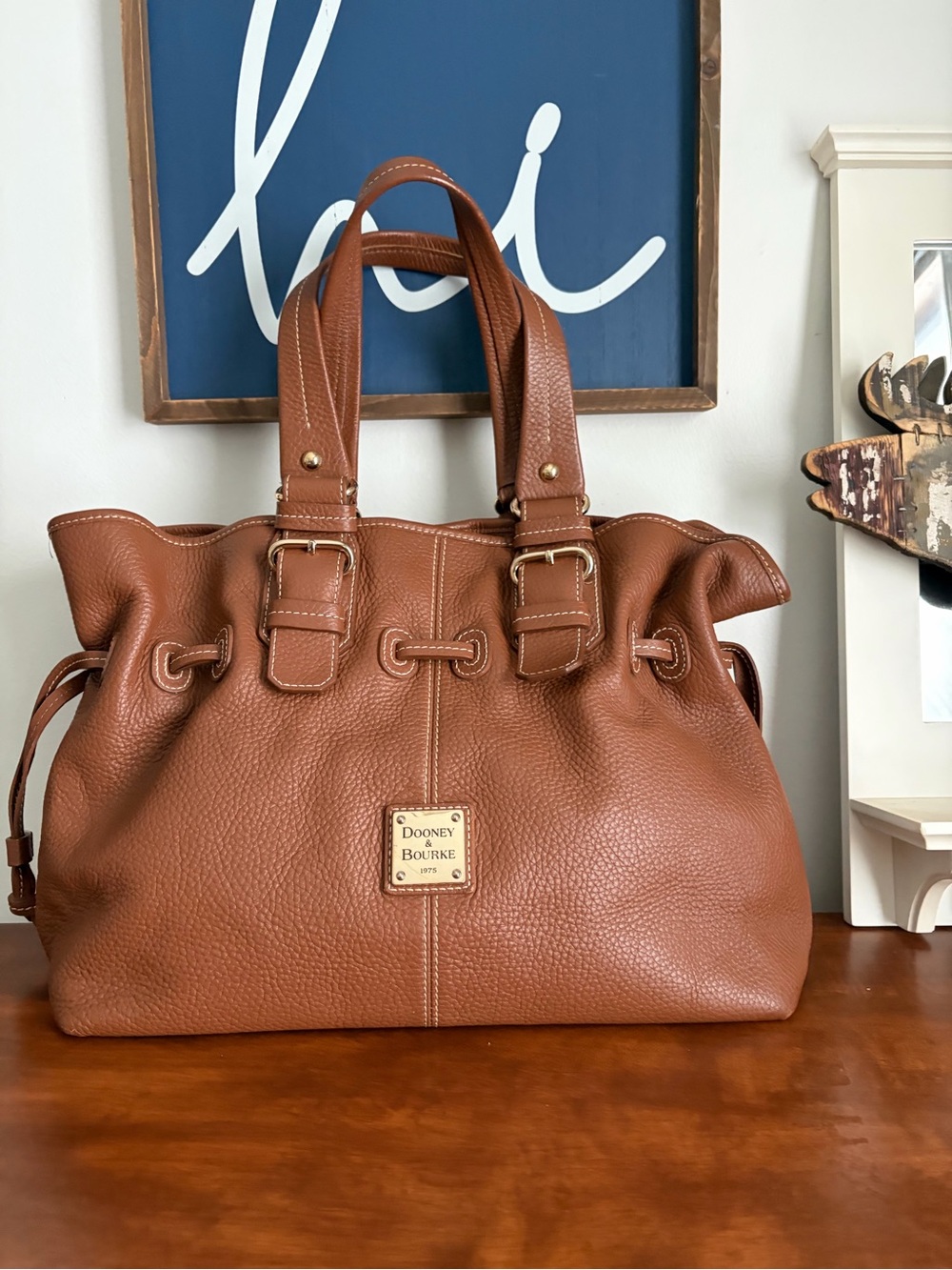 Dooney & Bourke Pebbled Leather Shoulder Bag - Cognac Brown